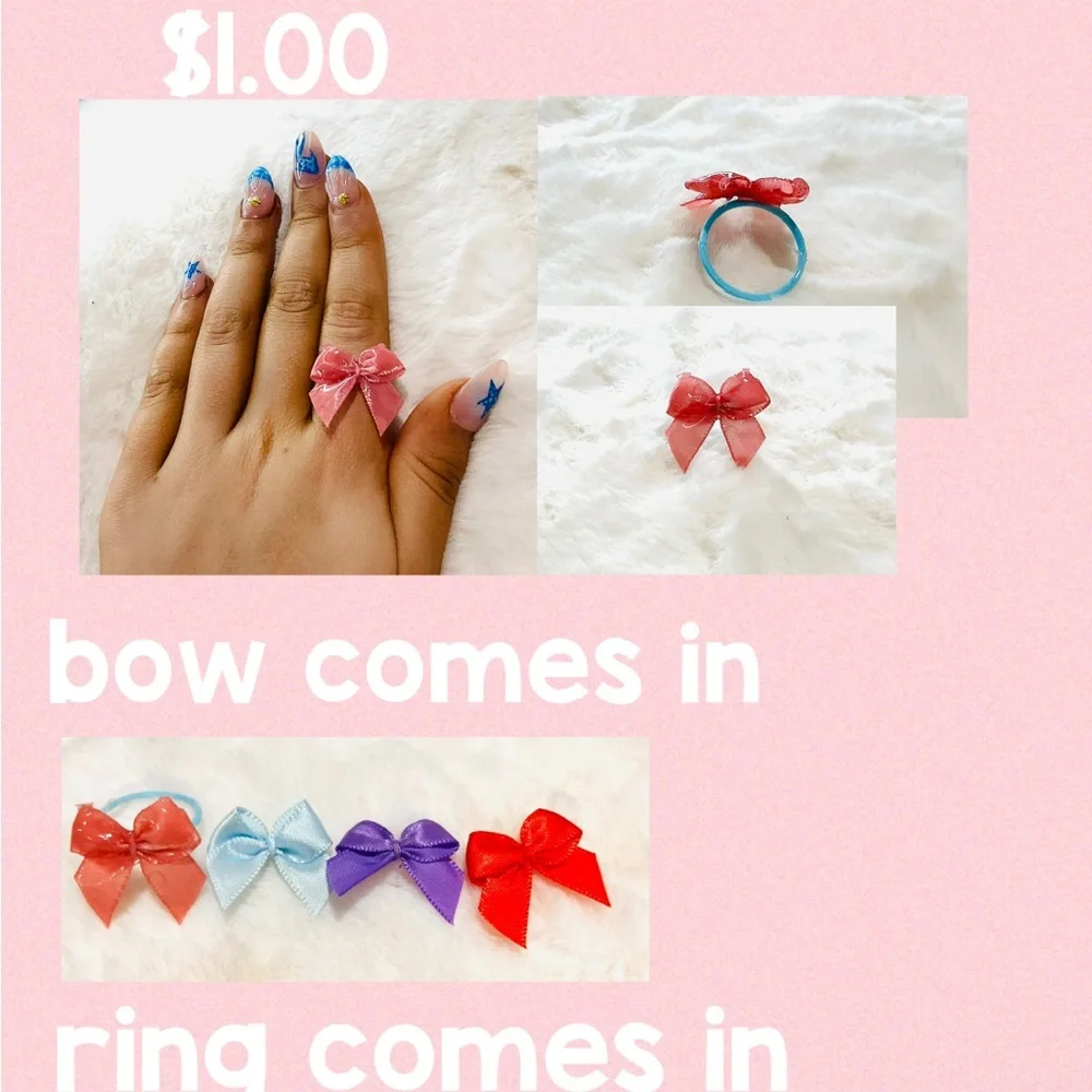 Colorful Bow Rings Set - Picture 1 of 1